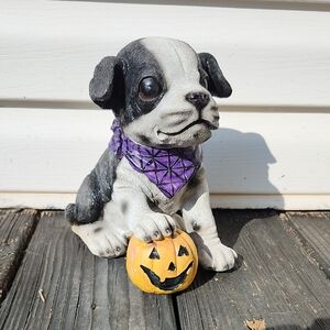Halloween Dog Statue with Purple Bandana
